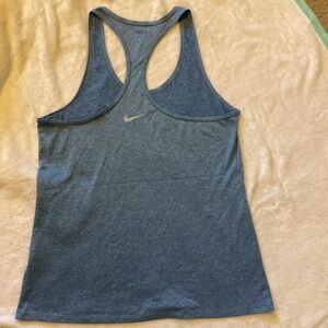 Nike Women Tank Top Pro Dri FIT aqua Logo Athletic Sleeveless Scoop Neck Size M